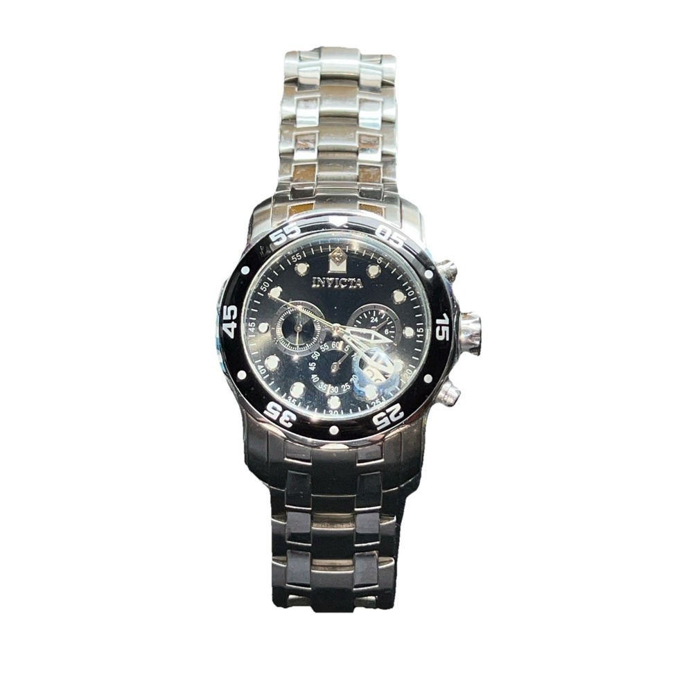 Invicta Pro Diver 0069 Chronograph Men's Watch Black Dial SS Quartz 200M Battery